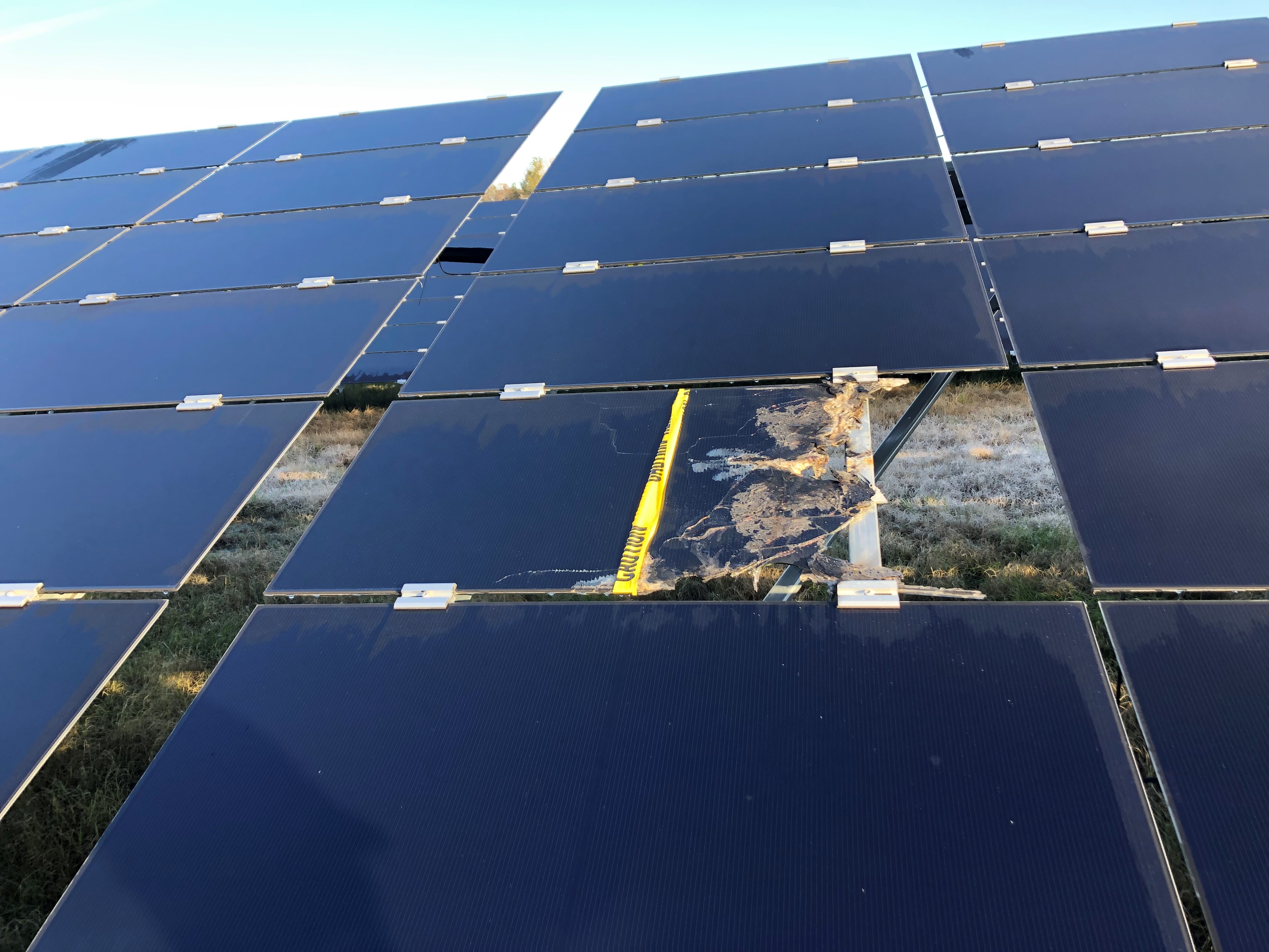 Pure Power crew performing emergency repair work on a solar installation
